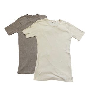 Womens Kotn Fitted Short Sleeve Ribbed Shirts Size Small